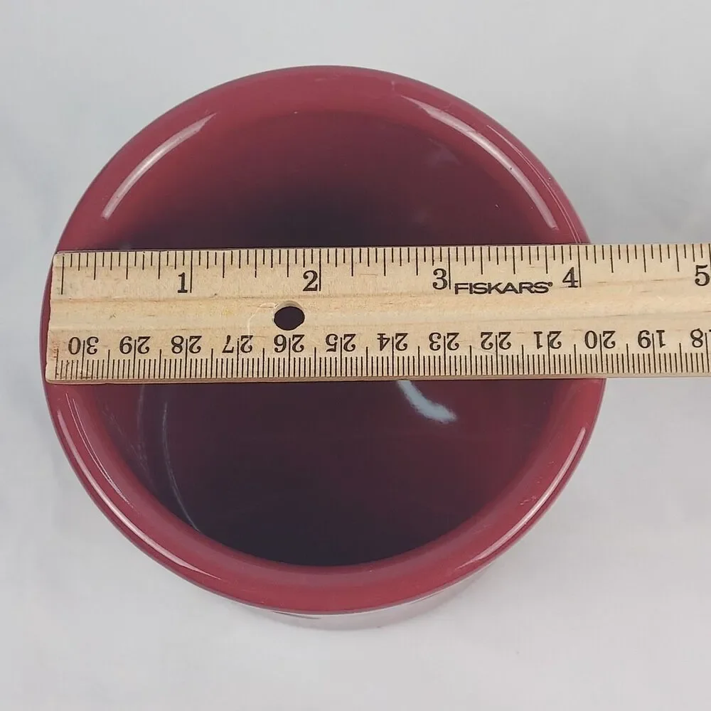 Longaberger Pottery Crock Red Small Utensil Holder Jar USA Vintage
